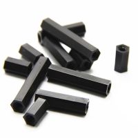 50Pcs M3 M4 Black Spacing Screws Hex Nylon Standoff Spacer Column Flat Head Double Pass Nylon Plastic