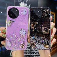 เคสสำหรับ Realme 11ซิลิโคนนิ่มโปร่งใสประกายดวงดาวอวกาศดาวดวงจันทร์สาวต่อต้านการตกสำหรับ Realme 11ฝาหลัง