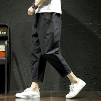 [COD] Chinese style summer thin loose linen cropped mens Harem trendy brand