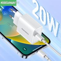 Hjghfhf Rocoren 20W เครื่องชาร์จ GaN USB Type C QC3.0 PD3.0ชาร์จเร็วสำหรับ iPhone 15 14