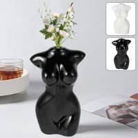 Artistic Ceramic Body Vase 12x7.5CM Ceramic Flower Vase Bohemian Style White Women Body Flowers Vase Modern Art Desktop