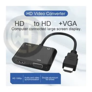  onten VGA to HDMI VGA Adapter, VGA Splitter 1 VGA in HDMI VGA 2  Out, VGA to HDMI VGA Adapter for Computer, Desktop, Laptop, PC, Monitor,  Projector…Work Need Power : Electronics