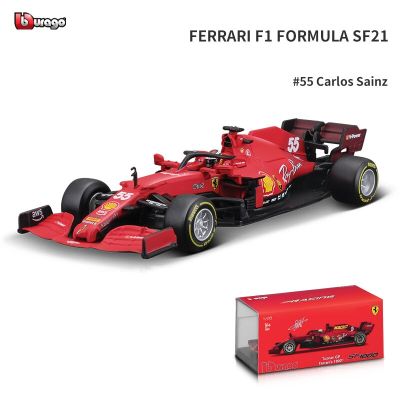 Bburago F1เฟอร์รารี2021 SF21 #55 #16ของเล่นอัลลอยโมเดลรถยนต์ Carlos Sainz และ Charles Leclerc กระทิงแดงแข่งรถ