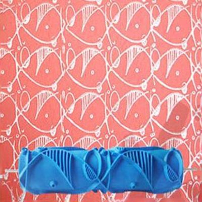 【cw】 7inch 3d wallpaper tools rubber wall mural brush roll decorative paint roller 150Cfish patterned roller  handle excluded