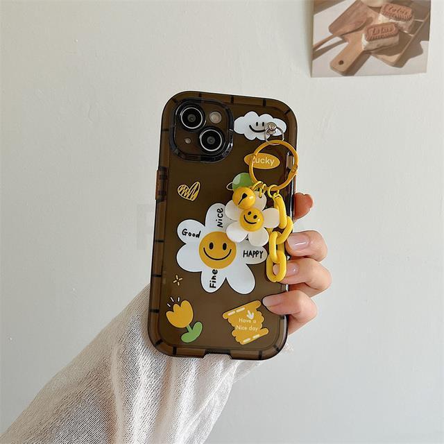 cold-noodles-เคสโทรศัพท์จี้ดอกทานตะวันน่ารักสำหรับ-iphone-14-plus-11-12-13-pro-max-14pro-xr-x-xs-max-soft-clear-cover-smile-daisy-ดอกไม้-capa