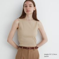 UNIQLO ของแท้ เสื้อกล้าม/ เสื้อแขนกุด คอปาด ผ้าลายนูน