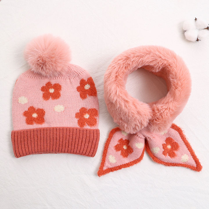 เด็กวัยหัดเดินสีที่บริสุทธิ์ในช่วงฤดูหนาวที่อบอุ่นป้องกันหูหมวกหมวกและถุงมือชุดสำหรับเด็กทารกหญิง1-4ปี