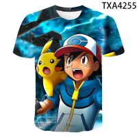 ใหม่สไตล์ผู้ชายเสื้อผ้าอะนิเมะโปเกมอนอุปกรณ์ต่อพ่วง Pikachu 3D แบบพิมพ์เสื้อยืดคนรักฤดูร้อนหลวมแขนสั้นด้านบน