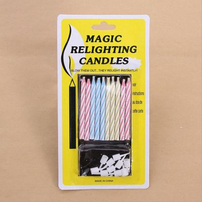 【CW】 10Pcs Magic Relighting Birthday Candles Novelty Trick for Party Fool 39;s Day Christmas Celebration Prank