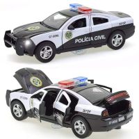 1:32 Alloy Die Police Model Toy Sound Light Pull Back 4 Door Open Car Metal Model Simulation Pull Back Collection for Kids Gift