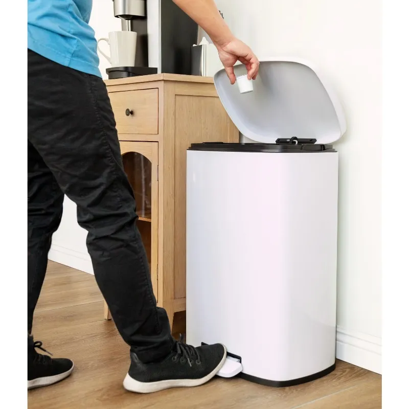 Qualiazero 13.2 Gallons Steel Step On Trash Can & Reviews