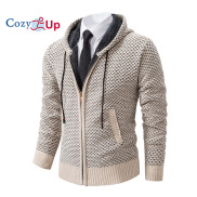 Cozy Up Vintage Hooded Cardigan Luxury Mens Jacquard Sweater Korean