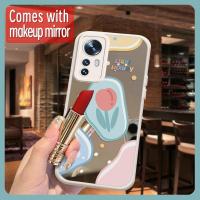 flower For Girls Phone Case For Xiaomi 12 5G/12X/12S Liquid silicone tulip texture luxurious Makeup mirror Lambskin