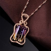 Luxury European And American Micro-Set Tourmaline Color Gradient Gem Pendant