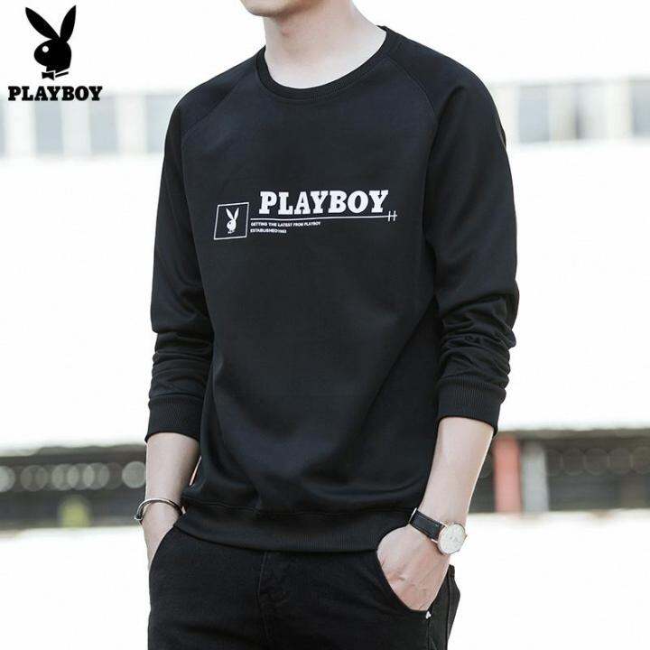 hnf531-play-boy-เสื้อกันหนาวผู้ชายฤดูใบไม้ร่วง-2019-ใหม่รอบคอหลวมสบายๆเกาหลีแขนยาวเสื้อยืดชายอินเทรนด์เสื้อกันหนาว