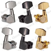 A Set 6 Pcs Right Angle Screw Hole Sealed-gear Acoustic Electric Guitar String Tuning Peg Tuners Machine Head -Big Square Button