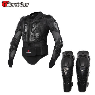 HEROBIKER Motorcycle Riding Armor Jacket + Knee Pads Motocross Off-Road Enduro ATV Racing Body Protective Gear Protector Set