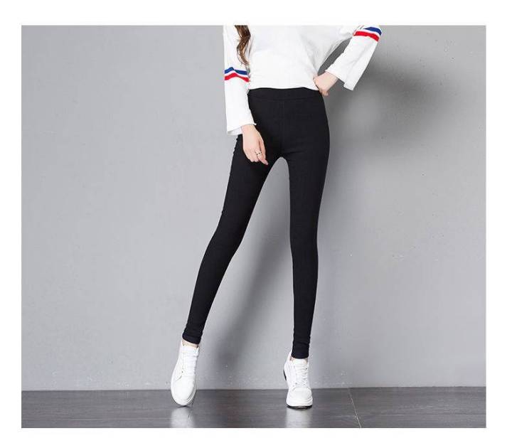 ส่งไว-กางเกงสกินนี่ขายาวสีดำทรงผู้หญิง-skinny-pants-เอวยางยืด-แฟชั่นสไตล์เกาหลี-963
