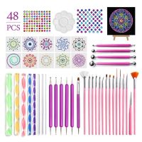 48pcs Mandala Dotting Tools Set for Painting Rock Stones Stencil Acrylic Stick G8TA