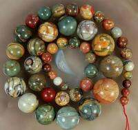 Natural 6-14Mm Multicolor Picasso Jasper Round Beads Necklace