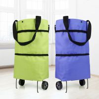 Folding Shopping Pull Cart Trolley Bag with Wheels Foldable Shopping Bag Reusable Grocery Food Organizers Vegetables Bags