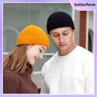 BETTERFORM อิดโรยตัว หมวกบีนนี่รัดแขน ขอบม้วนขึ้น ธรรมดาธรรมดา หมวกกันหนาว ใช้ได้ทุกเพศ หมวกสกีกะโหลกศีรษะ สำหรับผู้ชายผู้หญิง