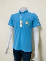 เสื้อเชิ้ตแขนสั้นผู้ชาย POLO ปักลายสีทึบ Blue