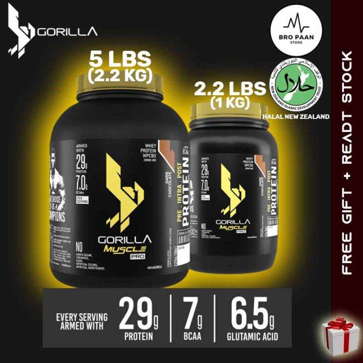GORILLA Muscle PRO Whey Protein 2.27kg (57 Servings / 5lbs) (Halal Certified) Fitness Gym