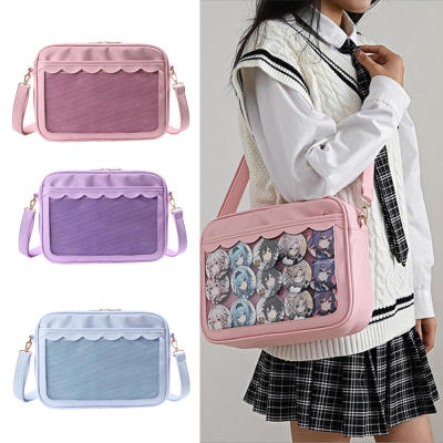 School Girls Crossbody Bag Handbags For Girls Womens PU High School Girls Uniform JK Bag Crossbody Shoulder Bag Transparent Pocket Itabag