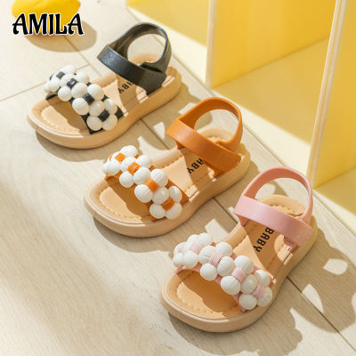 AMILA รองเท้าแตะเด็ก,รองเท้าเด็กผู้หญิงพื้นนิ่มสำหรับใส่กลางแจ้งเด็กวัยหัดเดินดอกไม้1-5ปี