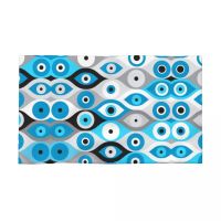 【jw】♦  Greek Evil Pattern Blues And Greys Dry Nazar Amulet Boho Soft Cotton Shower