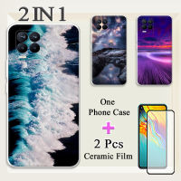 2 IN 1สำหรับ Realme 8 8 Pro เคสซิลิโคนนิ่ม TPU ทาสีเคสโทรศัพท์ด้วยฟิล์มกันรอยกันกระแทกโค้ง