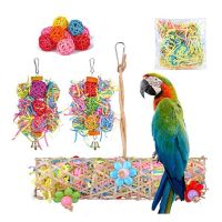 5Pcs Set Bird Shredding Toys Parakeet Rattan Balls Chewing Foraging Parrot Toy Cage Accessories for Small Medium Birds Cockatiel