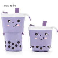 Metagio กล่องดินสอน่ารักยืนที่วางปากกา Telescopic แต่งหน้ากระเป๋า Pop Up เครื่องสำอางกระเป๋า Kawaii Smile Face กล่องเครื่องเขียนกล่องเก็บของสำนักงานกล่องสำหรับหญิง