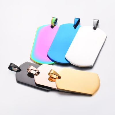 Wholesale Stainless Steel Military Army Style ID Blank Dog Tags Pendant Rectangle Necklace Jewelry Accessories (7 Color)