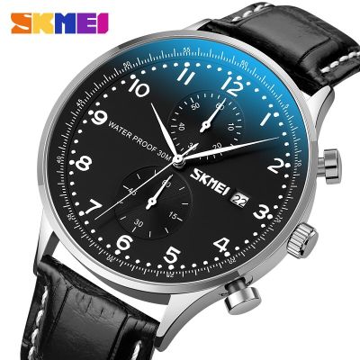 SKMEI Men Watches Waterproof Luminous Top Brand Luxury Leather Casual Sports Quartz Wristwatch Military Watch For Men Montre