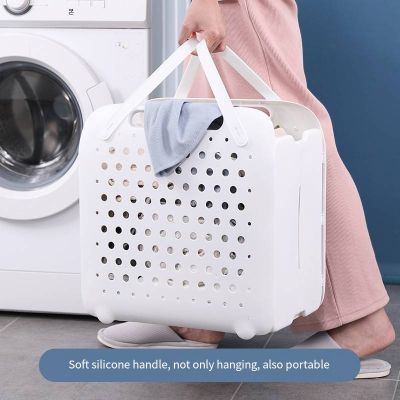Folding Bathroom Plastic Laundry Clothes Basket Dirty torage Household Wall Hanging Large Portable Punch-Free Put Clothes Bucket