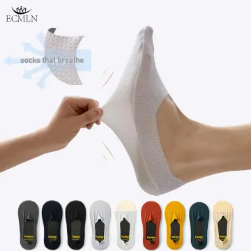5 Pairs Ice Silk Silicone Non-slip Boat Socks Invisible Ultra Thin No Show  Socks Summer Moisture Wicking Low Cut Sock