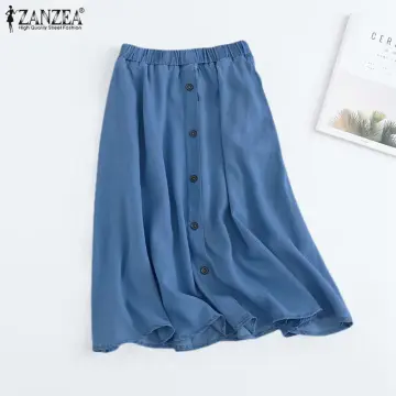 Elastic waist 2024 denim skirt