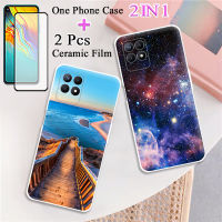 แบบ2 IN 1สำหรับ Realme 8i เคสโทรศัพท์พร้อมฟิล์มกันรอยกันกระแทกป้องกันหน้าจอเซรามิกแบบโค้ง