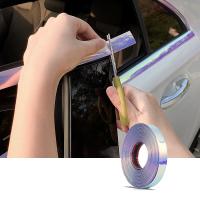 【CW】Colorful Auto Self Adhesive Side Door Chrome Strip Moulding Decoration Bumper Protector Trim Tape Car anti Collision Sticker