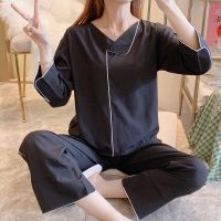 【jw】❃✆♟  Color Set Nightgown Homewear 2PCS Sleepwear Cotton New Shirt Pants Nightwear Sets