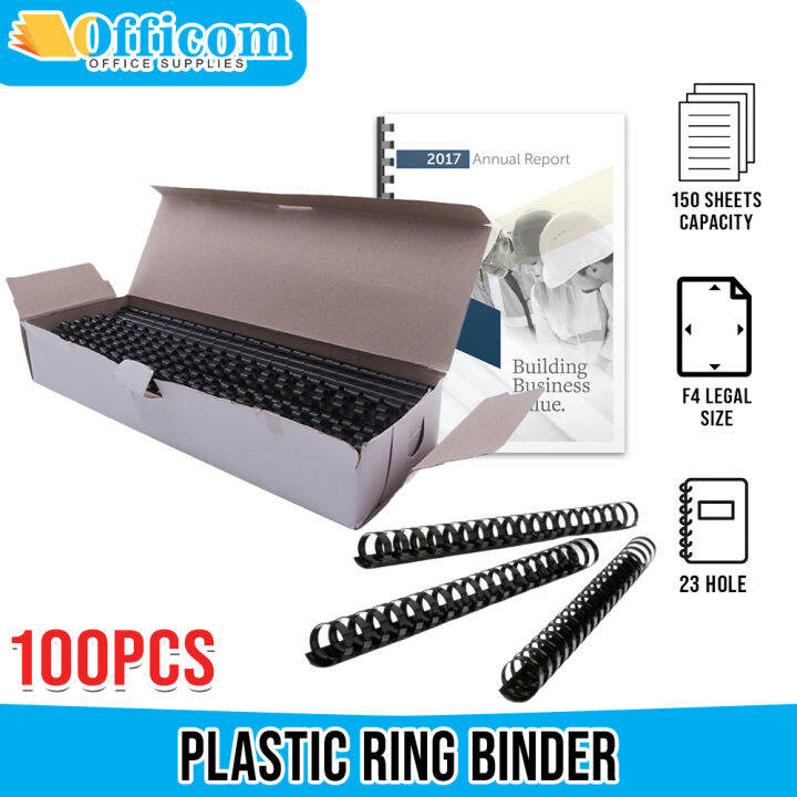 100pcs Plastic Ring Binder F4 Size 23 Holes (LONG/LEGAL) BLACK