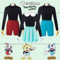 （ร้อน）อะนิเมะการแสดง Cuphead! Ms.chalice เครื่องแต่งกายคอสเพลย์เด็กสาว Cos ชุดชุดสีดำด้านบนสีเขียว JK กระโปรงคริสต์มาสเด็กฮาโลวีน