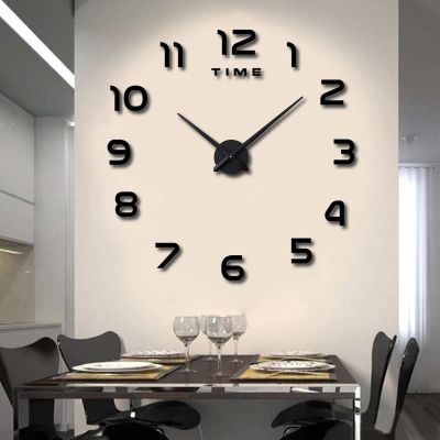 [24 Home Accessories] นาฬิกาควอตซ์2023 3D DIY นาฬิกานาฬิกาขนาดใหญ่สติกเกอร์กระจกอะคริลิคห้องนั่งเล่นตกแต่งบ้าน Horloge