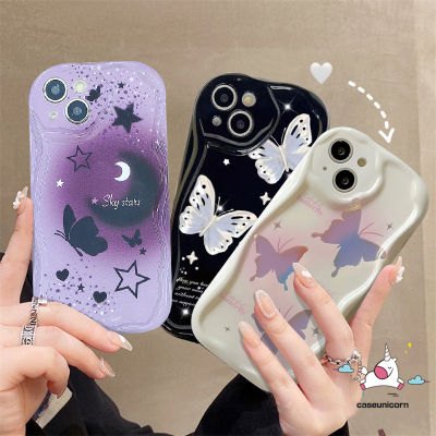 แฟชั่นแวววาวเคสลายผีเสื้อแฟนตาซีสำหรับ Realme C35 C55 C11 C53 C33 9i 5S 6i 5i 7i 5 C31 C15 C30 C1 C21Y C25s C25 C20A C17 C2 3D ขอบโค้งมนเป็นลอนเคสนิ่มคู่