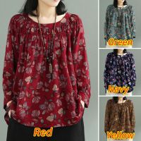 ZANZEA Women Vintage Floral Printed Loose Long Sleeve Shirts jhe