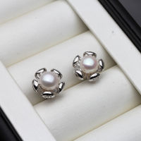 Genuine Cultured Freshwater Pearl Earring 925 Silver,Wedding Cute White Pearl Stud Earrings Girl Birthday