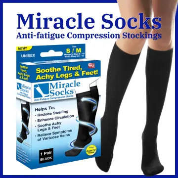 Miracle Socks Anti-Fatigue Compression Socks, Unisex Black, Black
