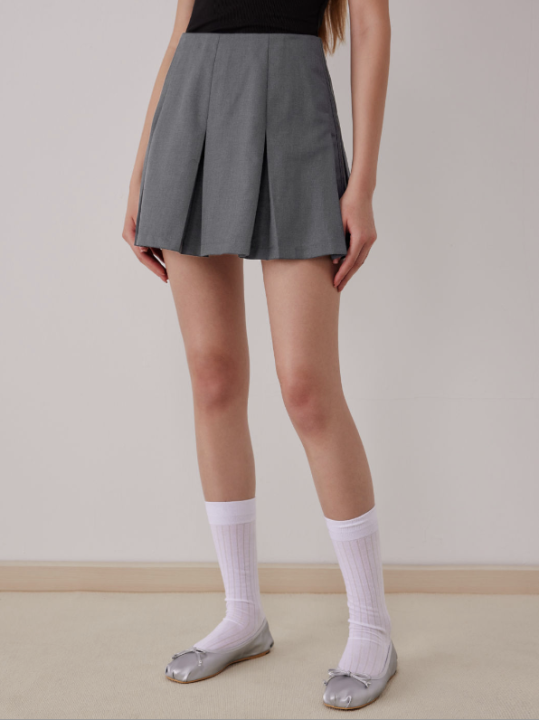 Cider Kpop Solid Middle Waist Pleated Skirt Lazada PH